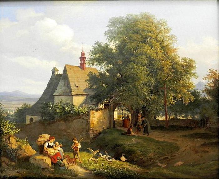 Adrian Ludwig Richter St. Anna's church in Krupka, Norge oil painting art